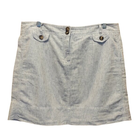 Ann Taylor Loft Womens Pinstripe Linen-Cotton Blend Mini Skirt*Sissy*Size 10*EUC - Picture 1 of 6